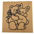 Azadi Earles Rubber Stamp Hugging Teddy Bear Bunny Rabbit Toys Craft Cardmaking