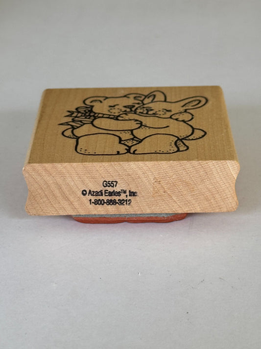 Azadi Earles Rubber Stamp Hugging Teddy Bear Bunny Rabbit Toys Craft Cardmaking