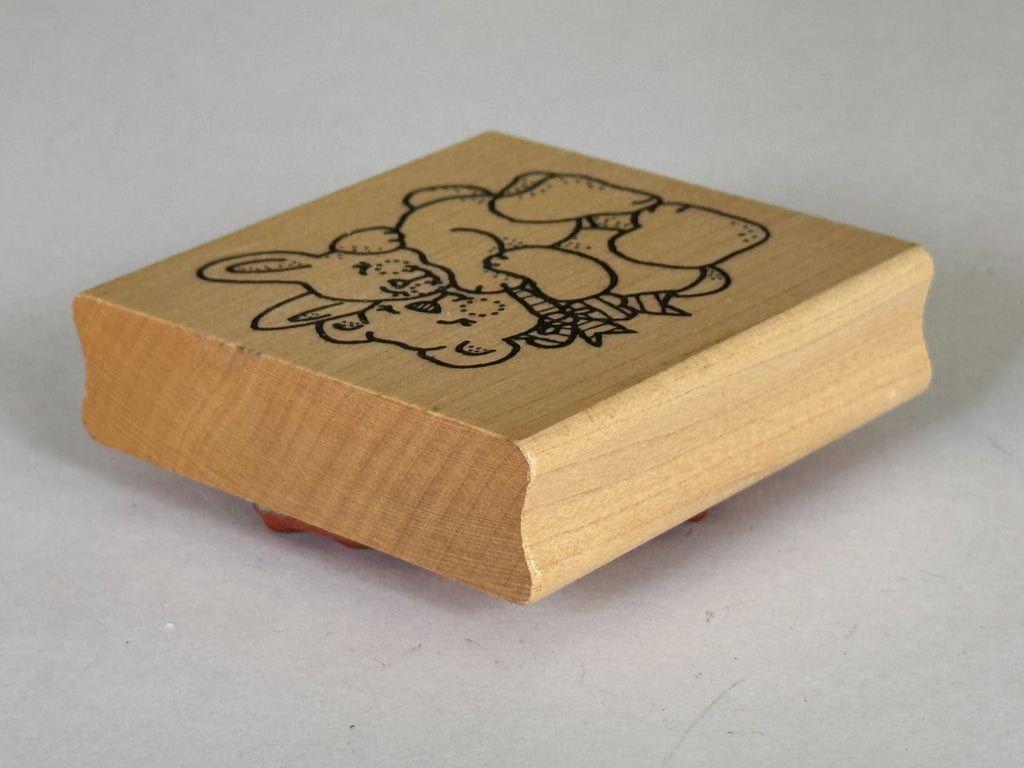 Azadi Earles Rubber Stamp Hugging Teddy Bear Bunny Rabbit Toys Craft Cardmaking