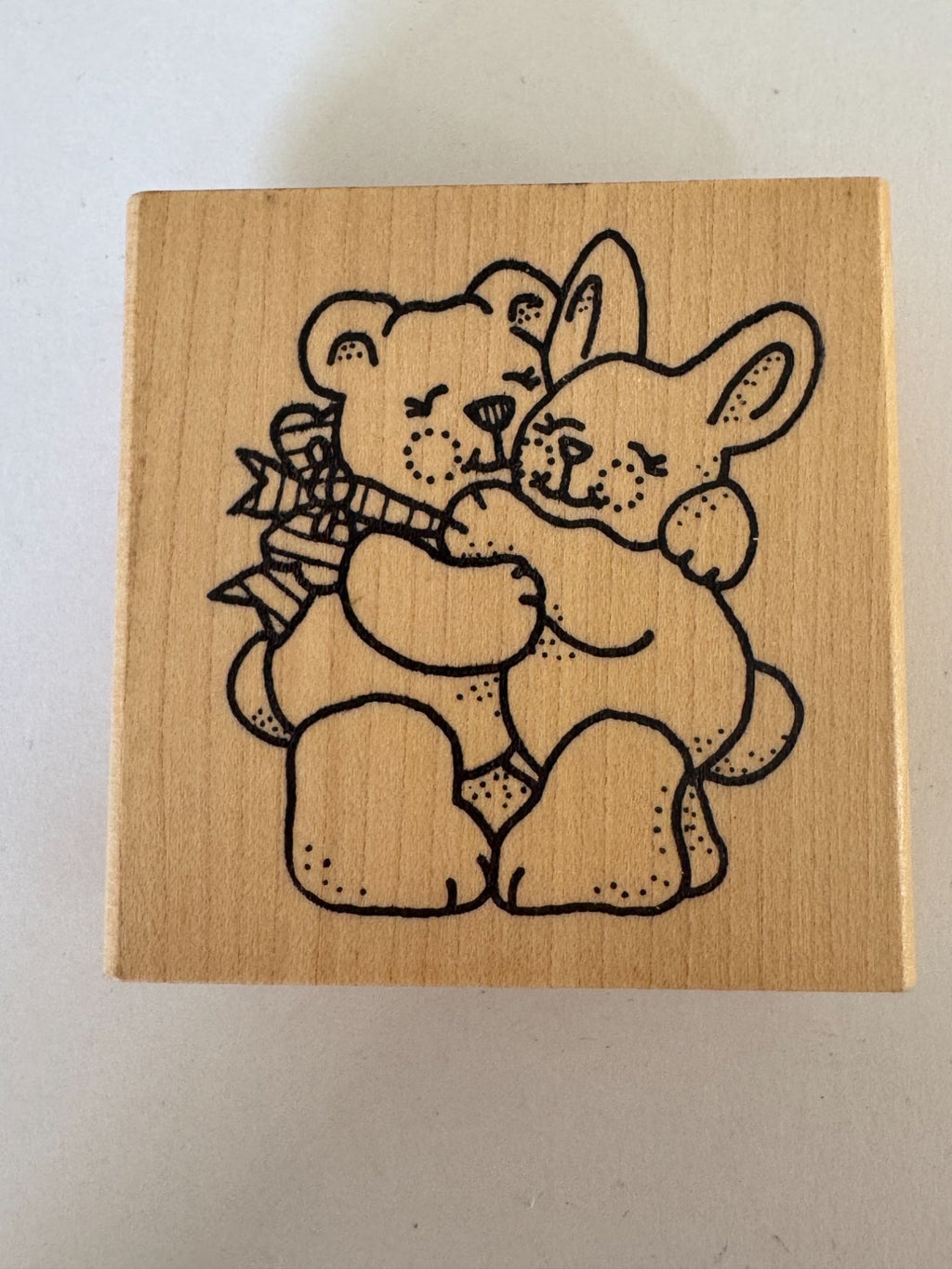 Azadi Earles Rubber Stamp Hugging Teddy Bear Bunny Rabbit Toys Craft Cardmaking