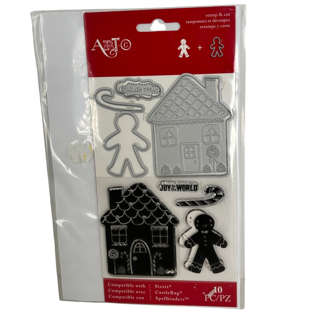 Art-C Gingerbread Man House Stamp and Die Cut Set Christmas Cardmaking Gift Tags Baking