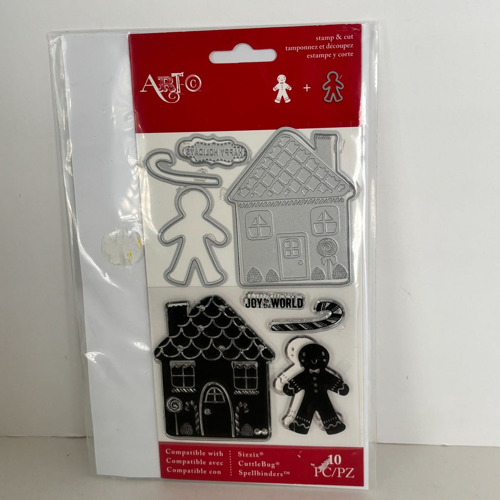 Art-C Gingerbread Man House Stamp and Die Cut Set Christmas Cardmaking Gift Tags Baking