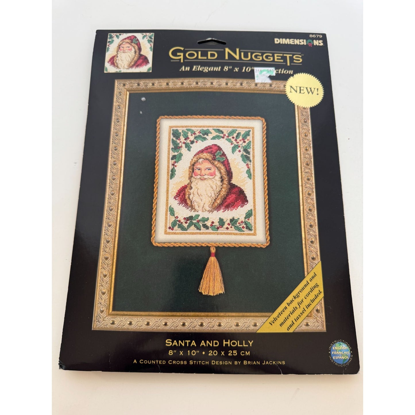 Dimensions Counted Cross Stitch Kit Santa and Holly Gold Nuggets Christmas 8679
