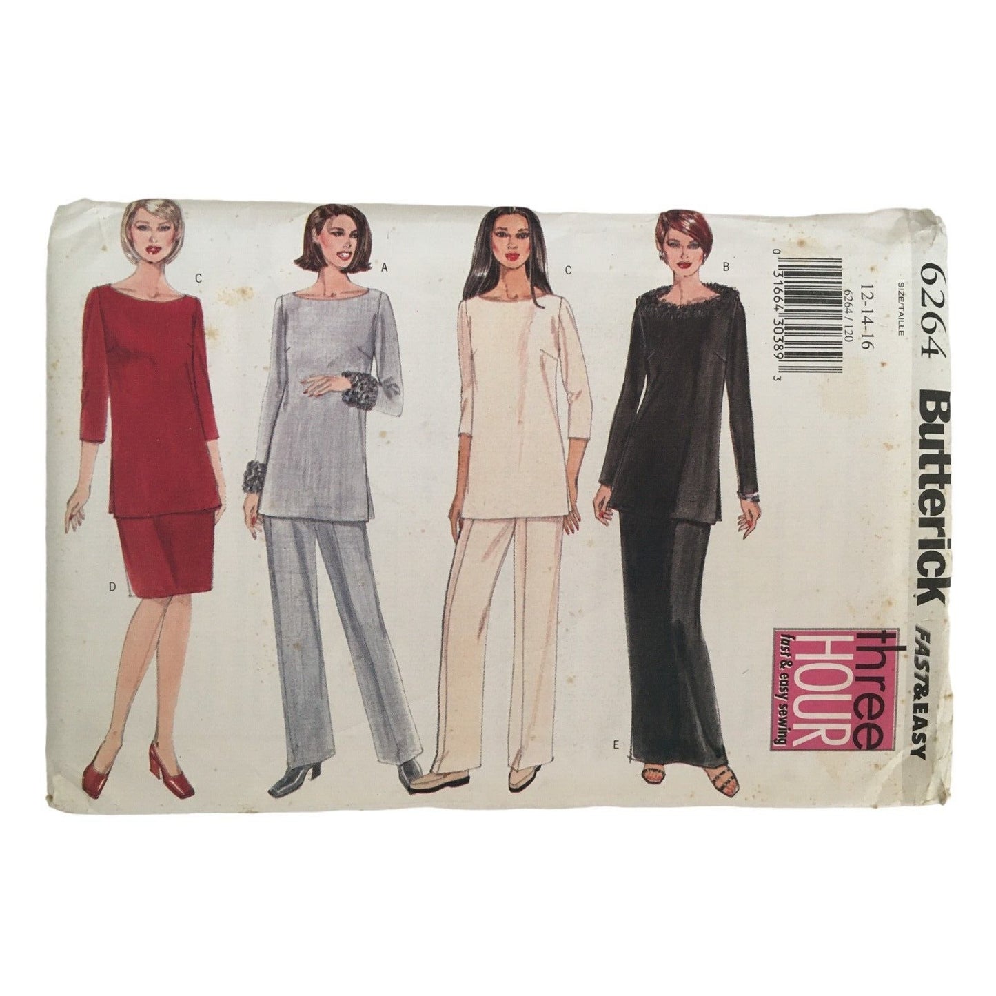 Butterick Sewing Pattern 6264 Capsule Wardrobe Top Skirt Pants Work 90s 12-16 UC