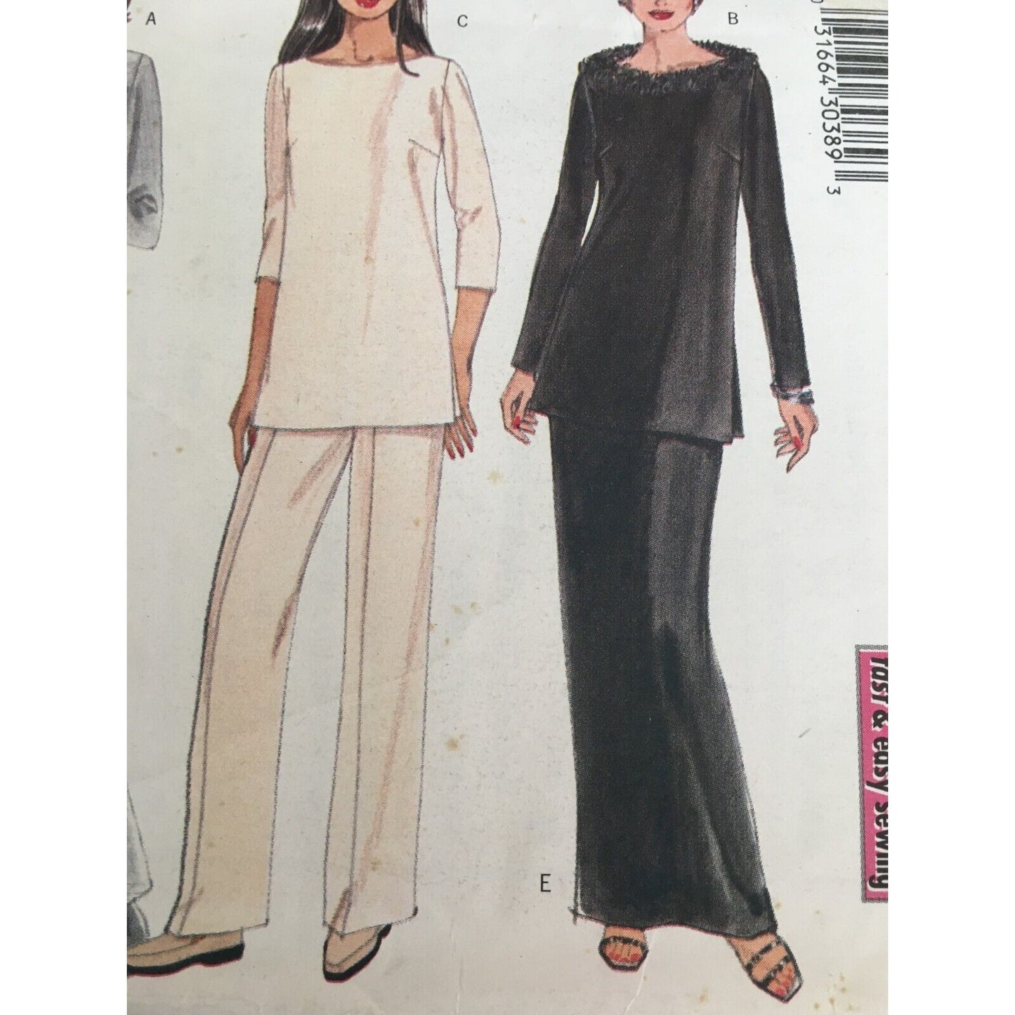 Butterick Sewing Pattern 6264 Capsule Wardrobe Top Skirt Pants Work 90s 12-16 UC