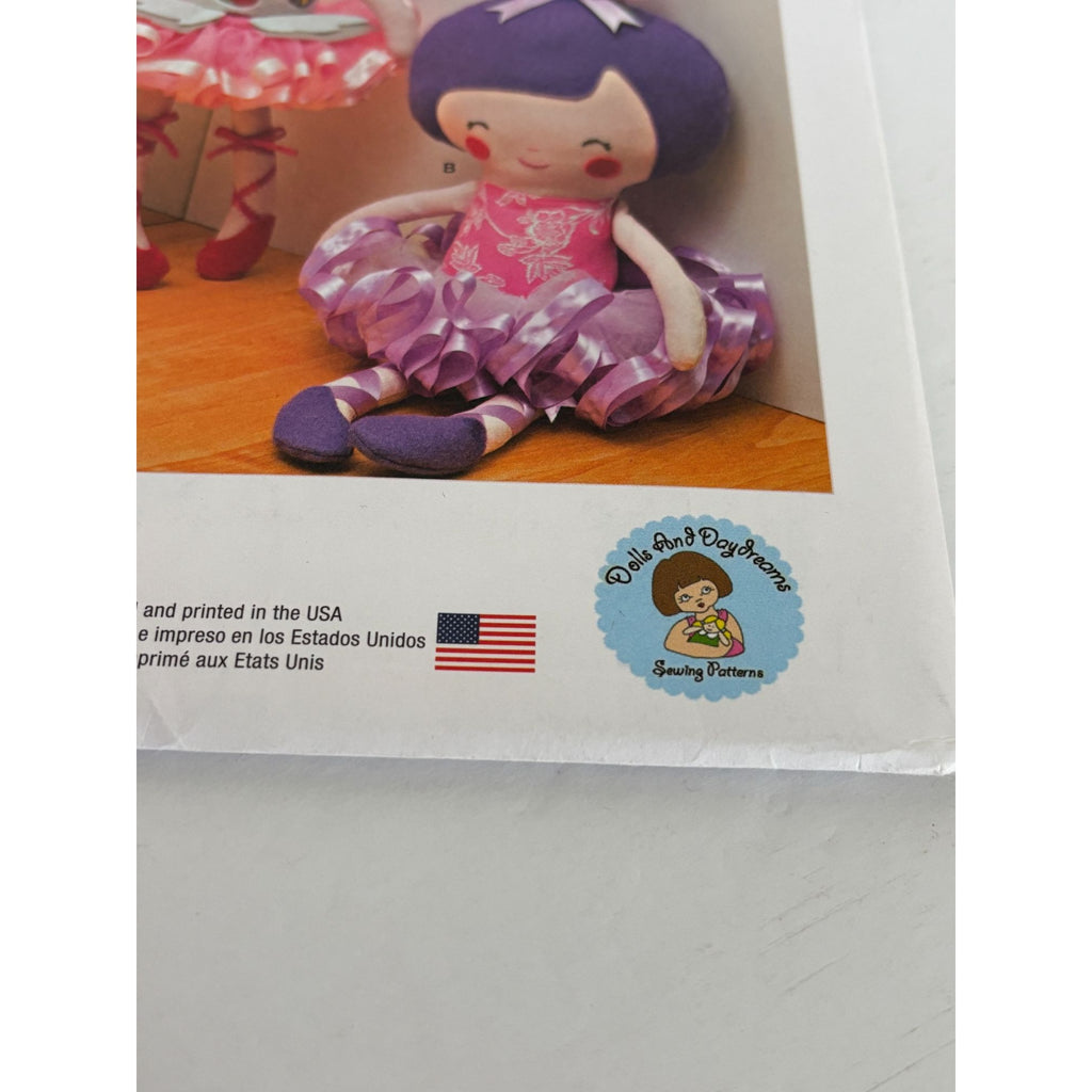 Simplicity Sewing Pattern 1341 Stuffed Doll Ballerina Tutu Dress Toy UC 22.5 In