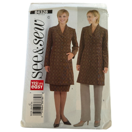 Butterick Sewing Pattern B4328 Womens Jacket Skirt Pants Suit Uncut 20-24 Easy Minimalist