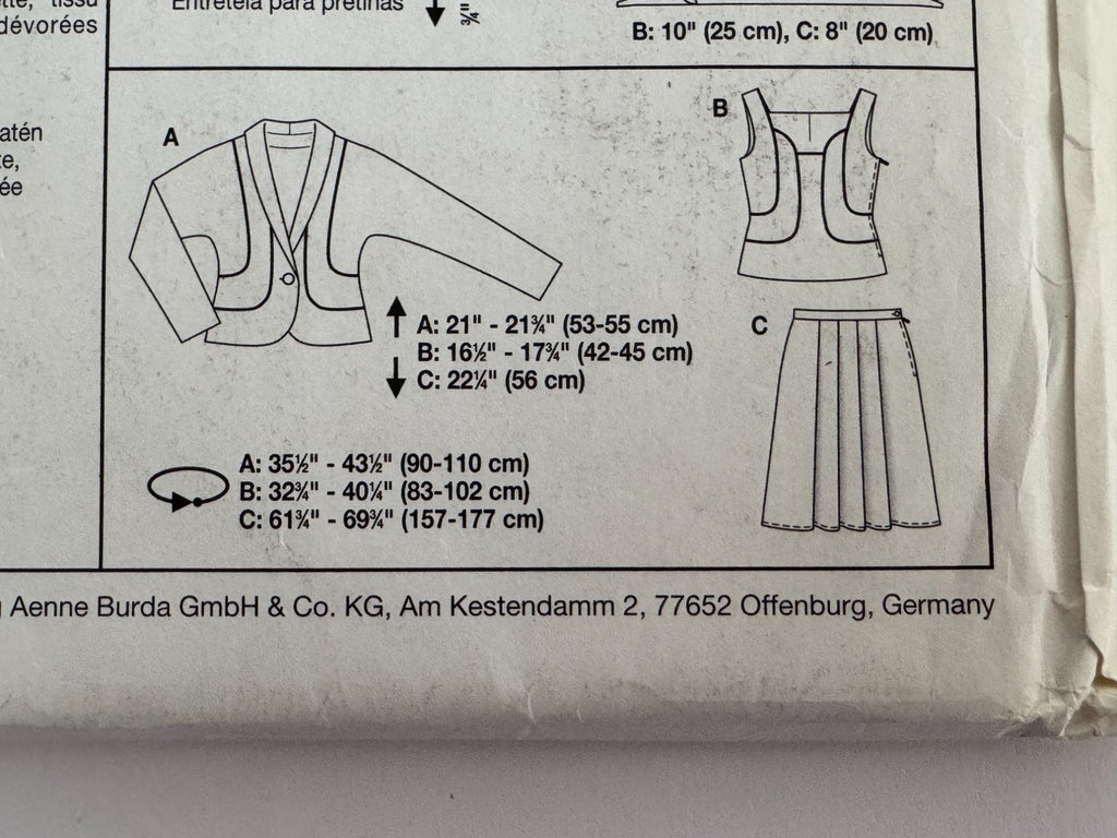 Burda Sewing Pattern 8191 Misses Coordinates Blazer Skirt Top Work Career 6-16