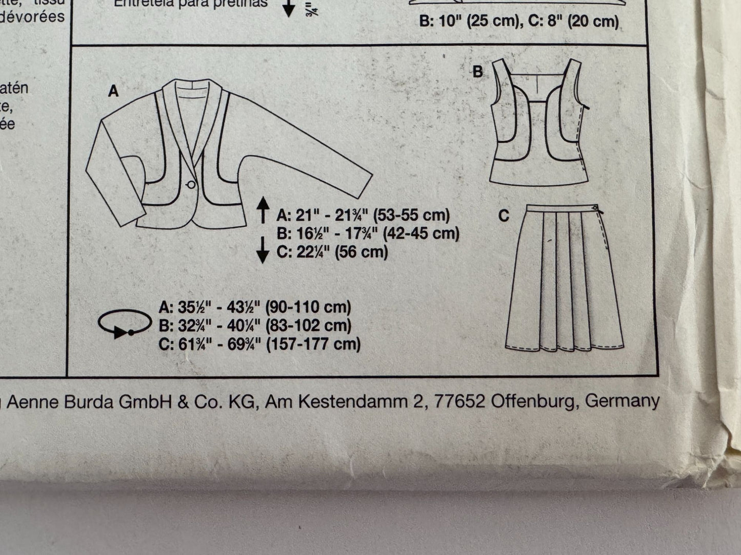 Burda Sewing Pattern 8191 Misses Coordinates Blazer Skirt Top Work Career 6-16