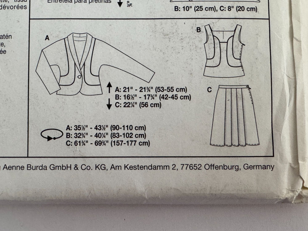 Burda Sewing Pattern 8191 Misses Coordinates Blazer Skirt Top Work Career 6-16
