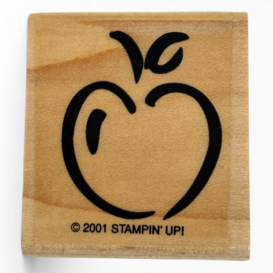 Stampin Up Rubber Stamp Apple Outline Teacher School Fruit Food Card Making Wood