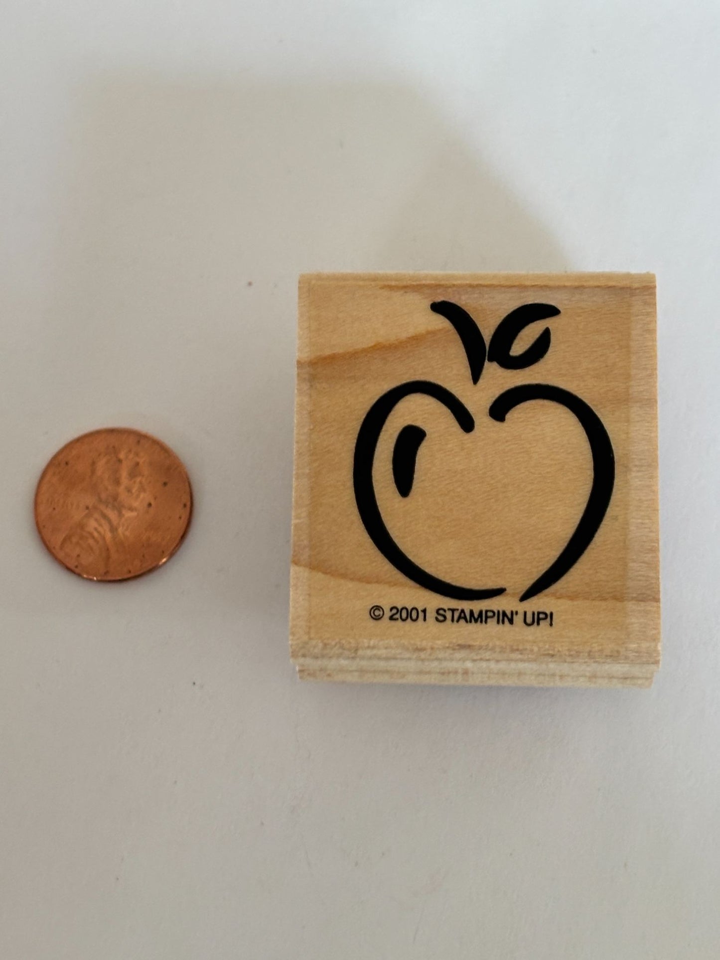 Stampin Up Rubber Stamp Apple Outline Teacher School Fruit Food Card Making Wood
