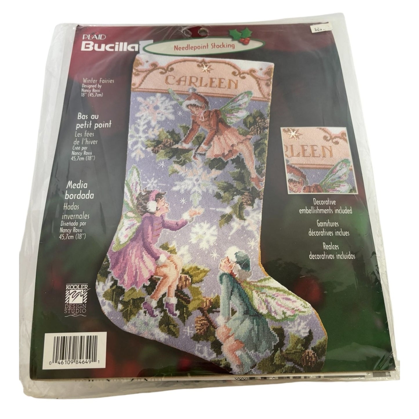 Bucilla Needlepoint Stocking Kit Winter Fairies Winter Holiday Snow Fantasy Name