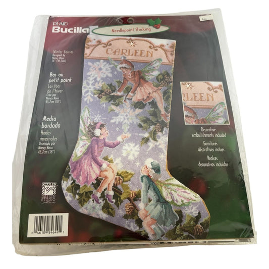 Bucilla Needlepoint Stocking Kit Winter Fairies Winter Holiday Snow Fantasy Name