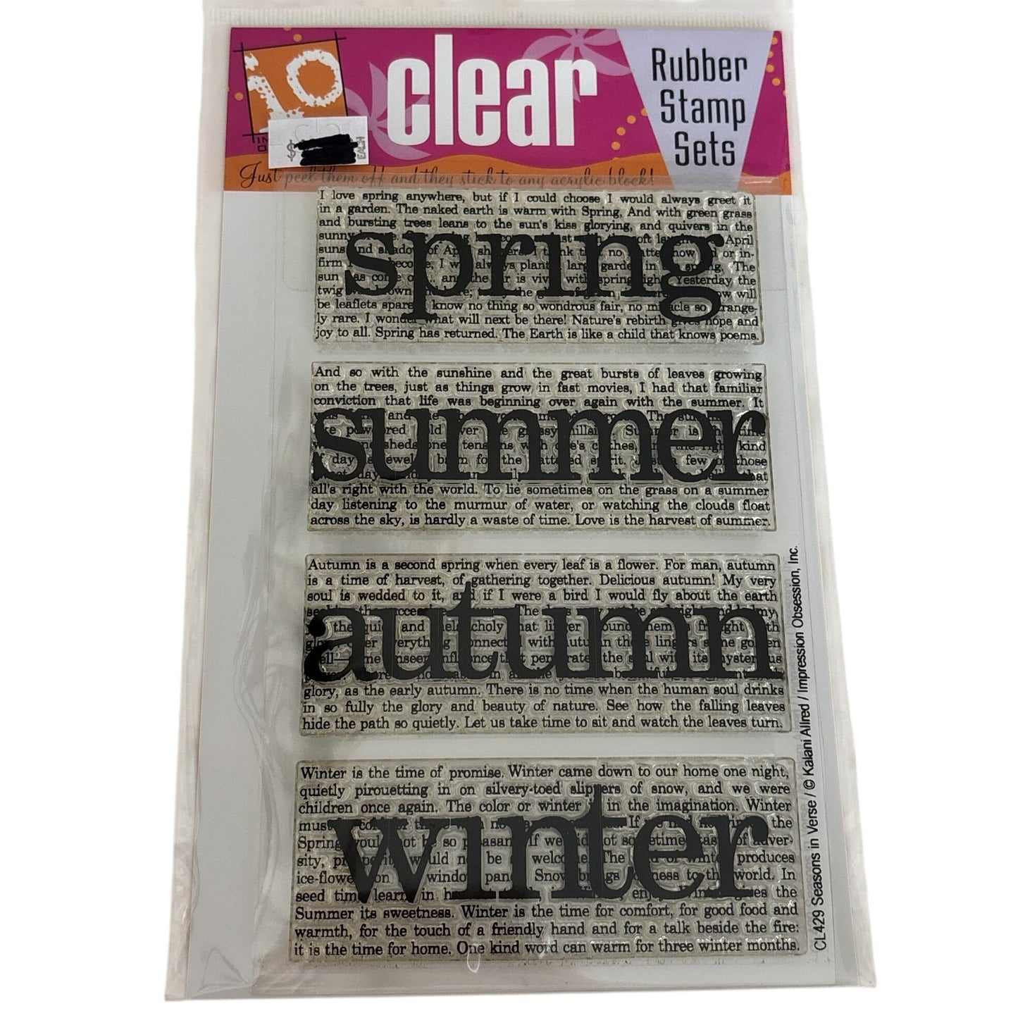 Impression Obsession Clear Stamp Set Seasons in Verse Spring Summer Autumn Winter Words Cardmaking Craft