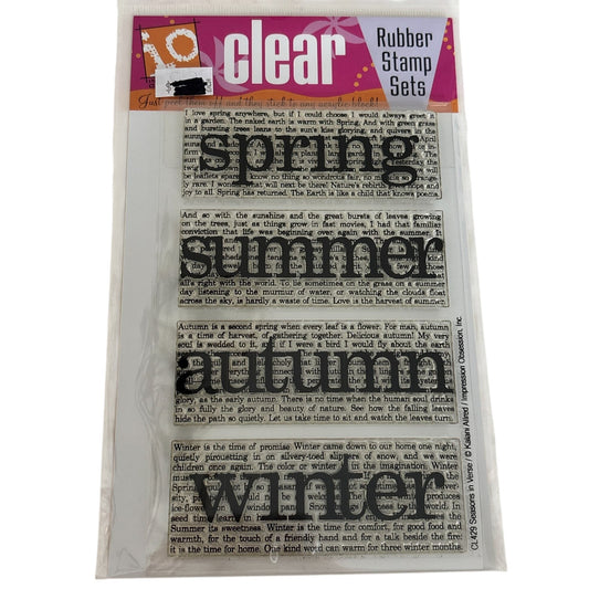 Impression Obsession Clear Stamp Set Seasons in Verse Spring Summer Autumn Winter Words Cardmaking Craft