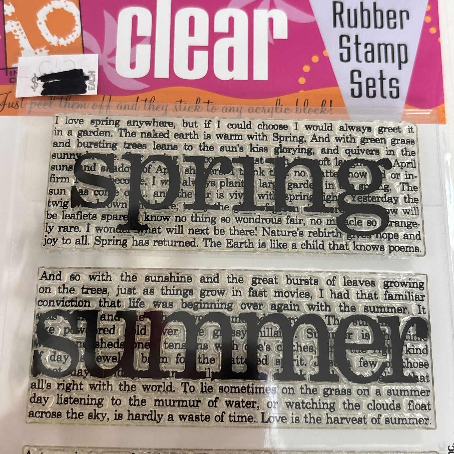 Impression Obsession Clear Stamp Set Seasons in Verse Spring Summer Autumn Winter Words Cardmaking Craft