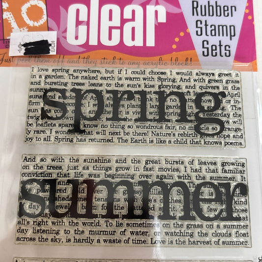 Impression Obsession Clear Stamp Set Seasons in Verse Spring Summer Autumn Winter Words Cardmaking Craft