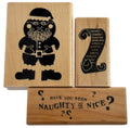 CTMH Wood Rubber Stamp Set Christmas List Naughty Or Nice Santa Card Making Art