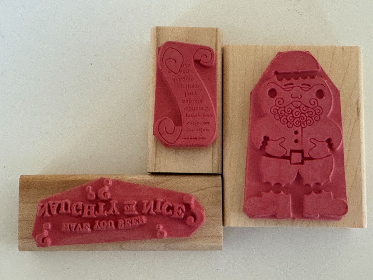 CTMH Wood Rubber Stamp Set Christmas List Naughty Or Nice Santa Card Making Art