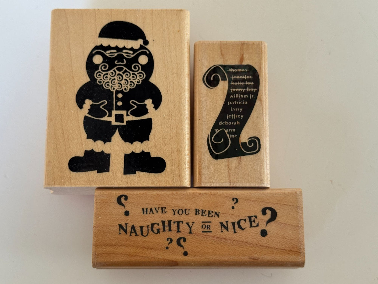 CTMH Wood Rubber Stamp Set Christmas List Naughty Or Nice Santa Card Making Art