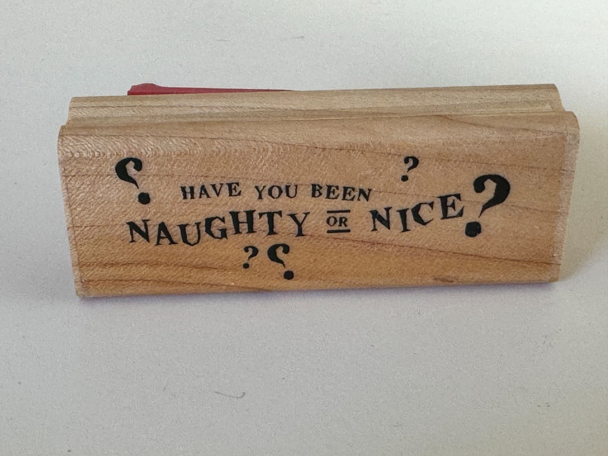 CTMH Wood Rubber Stamp Set Christmas List Naughty Or Nice Santa Card Making Art