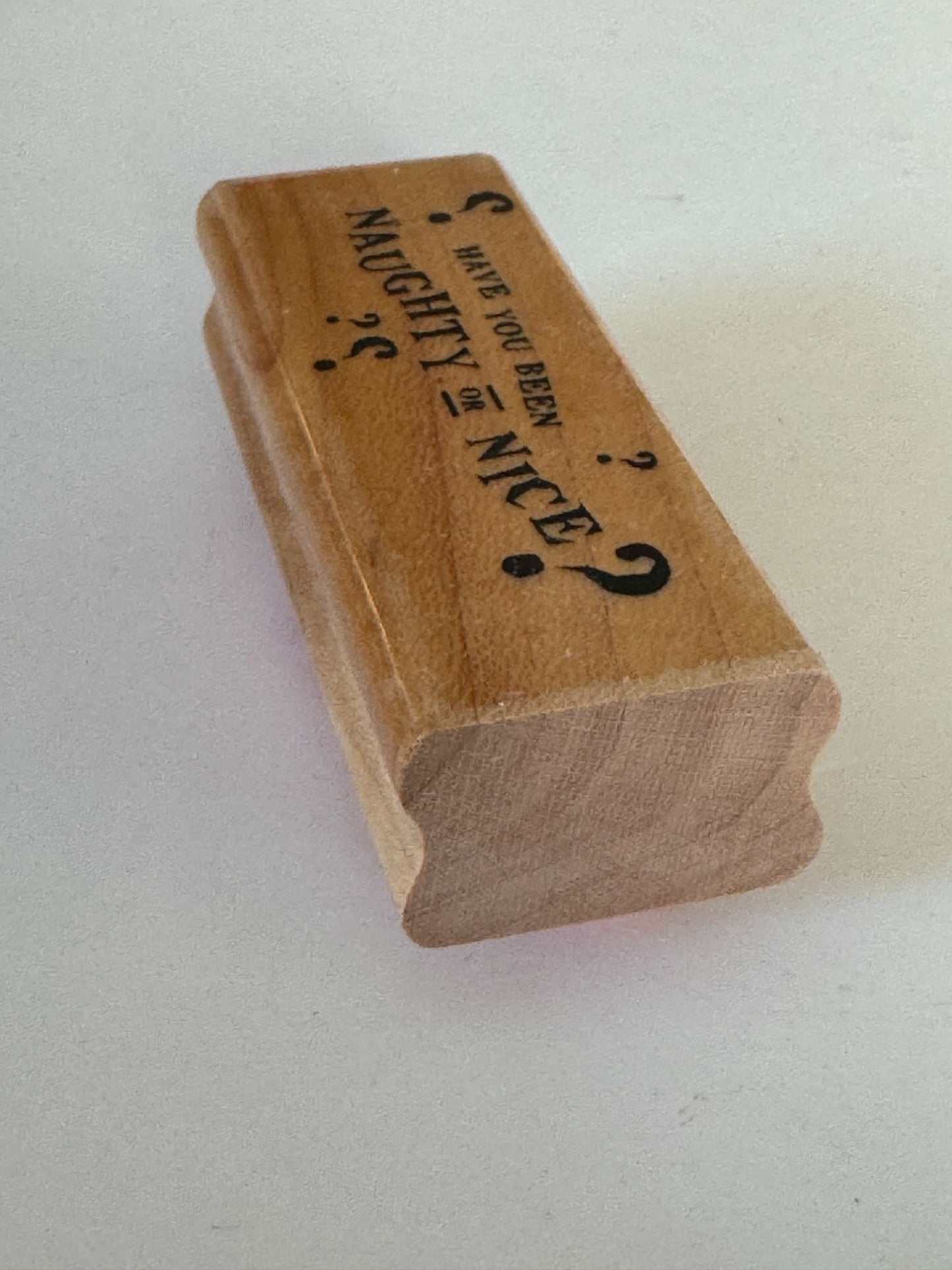 CTMH Wood Rubber Stamp Set Christmas List Naughty Or Nice Santa Card Making Art