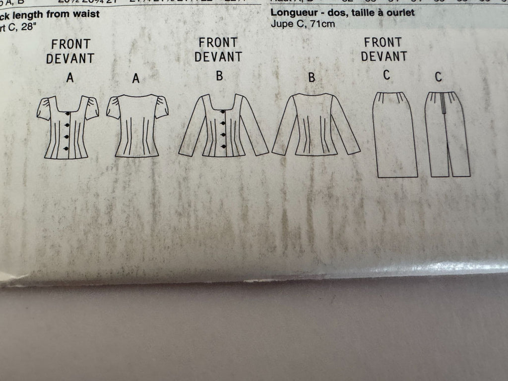 Butterick Sewing Pattern B5169 Work Top Skirt Outfit 6 8 10 12 See and Sew Uncut