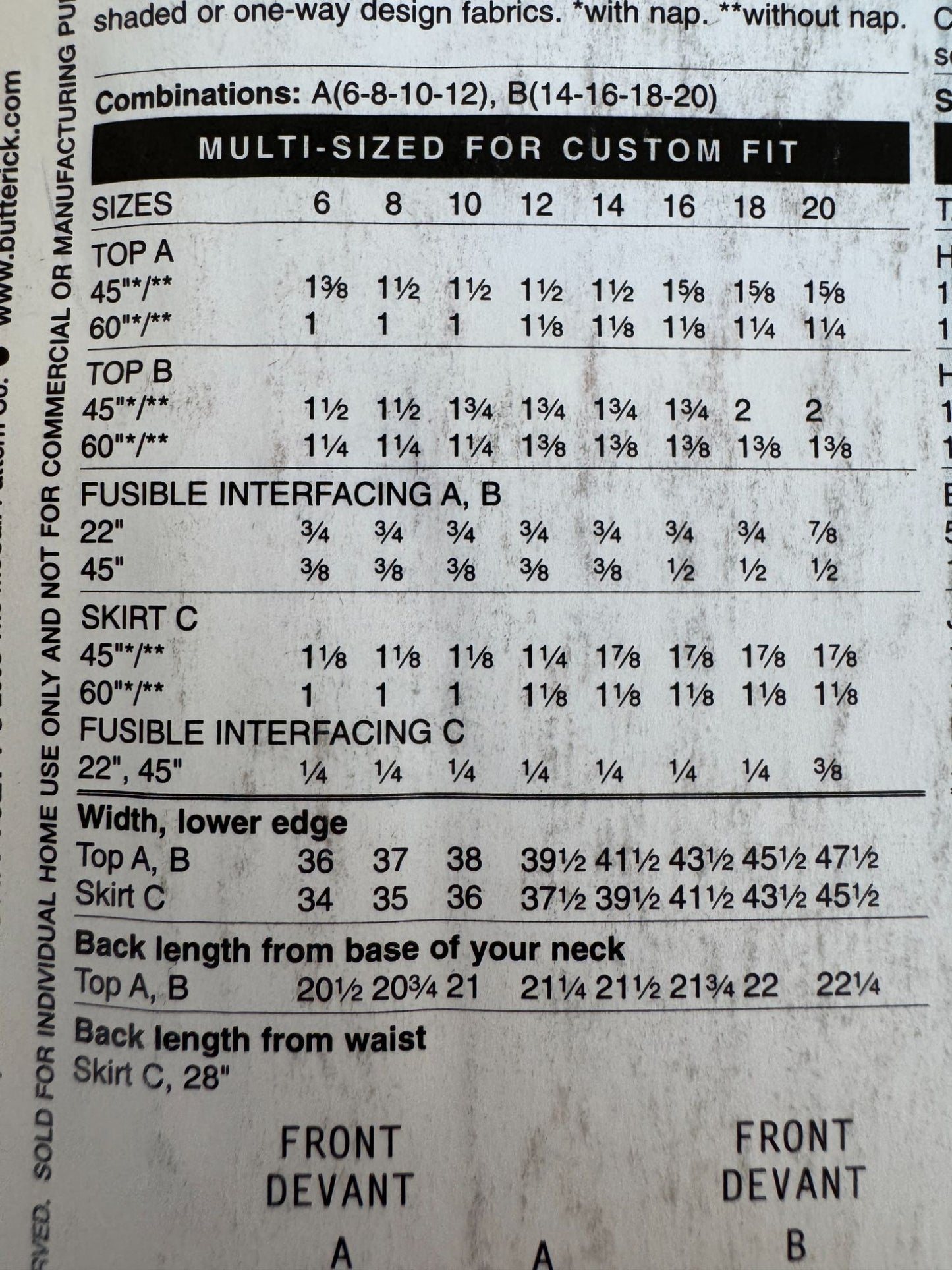 Butterick Sewing Pattern B5169 Work Top Skirt Outfit 6 8 10 12 See and Sew Uncut