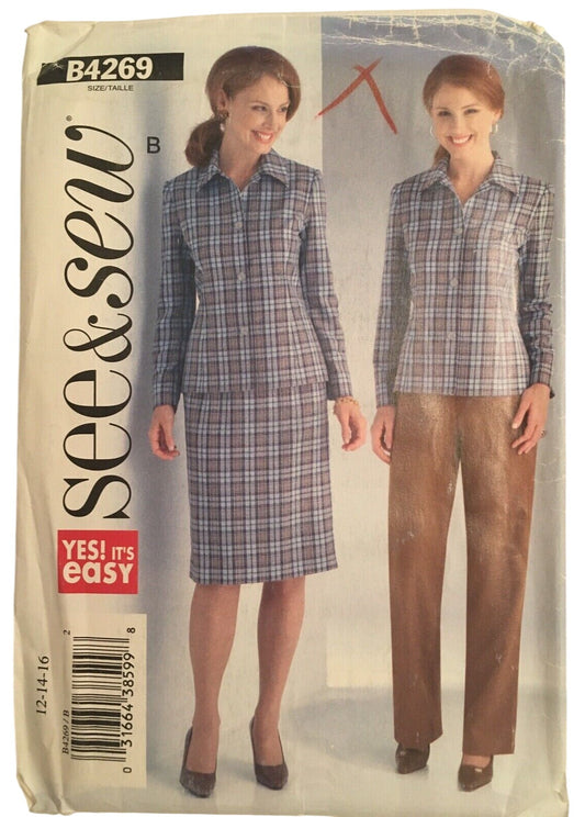 Butterick Sewing Pattern B4269 Skirt Pants Suit Capsule Wardrobe Work 12 14 16