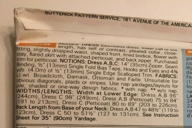 Butterick Sewing Pattern 5322 Fit and Flare Dress Party Formal 1990s UC 14 16 18