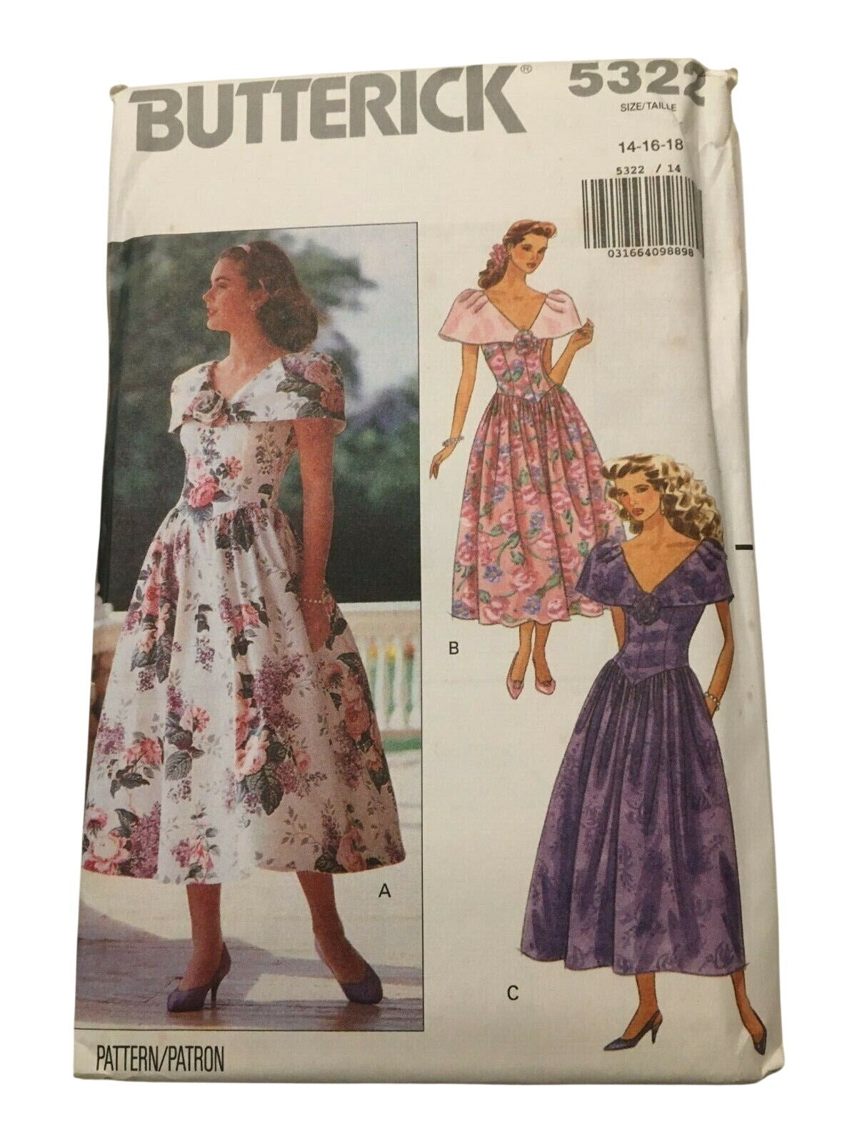Butterick Sewing Pattern 5322 Fit and Flare Dress Party Formal 1990s UC 14 16 18
