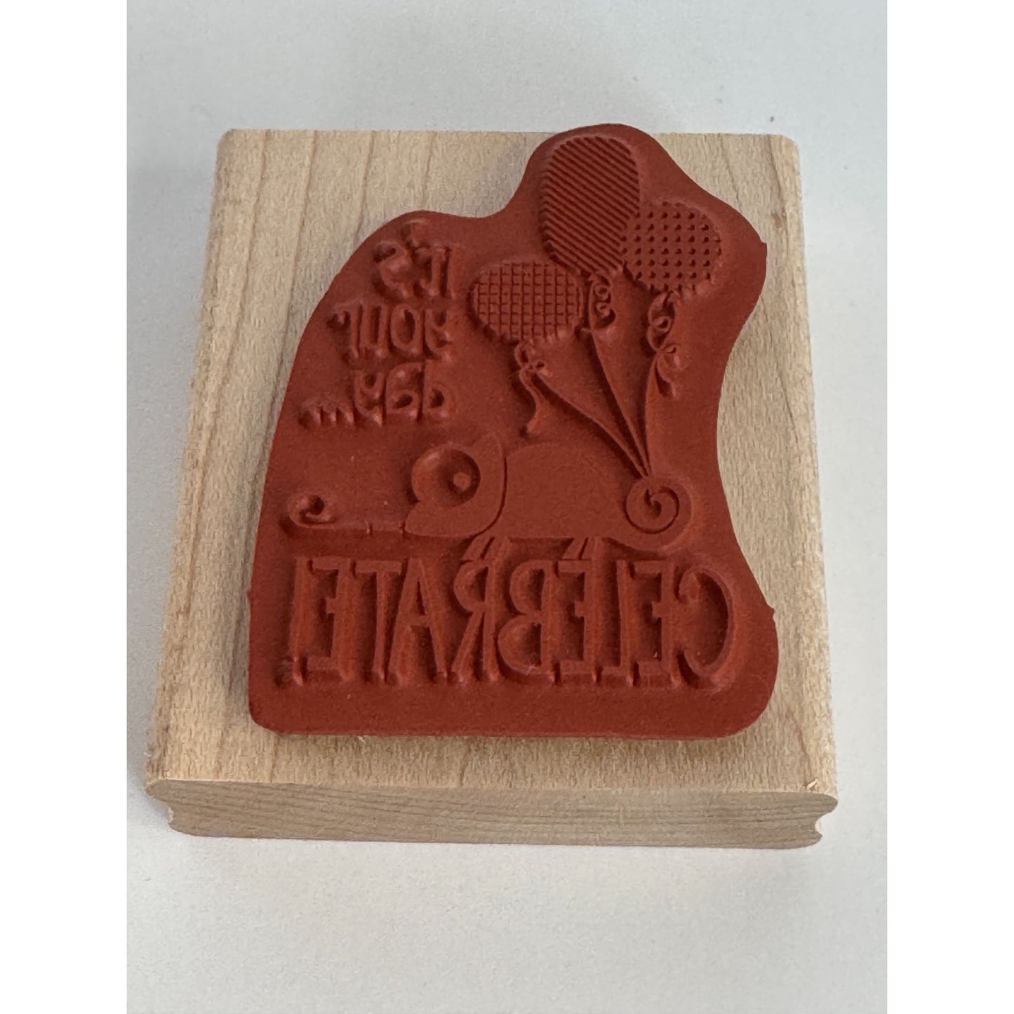 Stampin Up Rubber Stamp Celebrate Your Day Lizard Birthday Balloons Party Blower