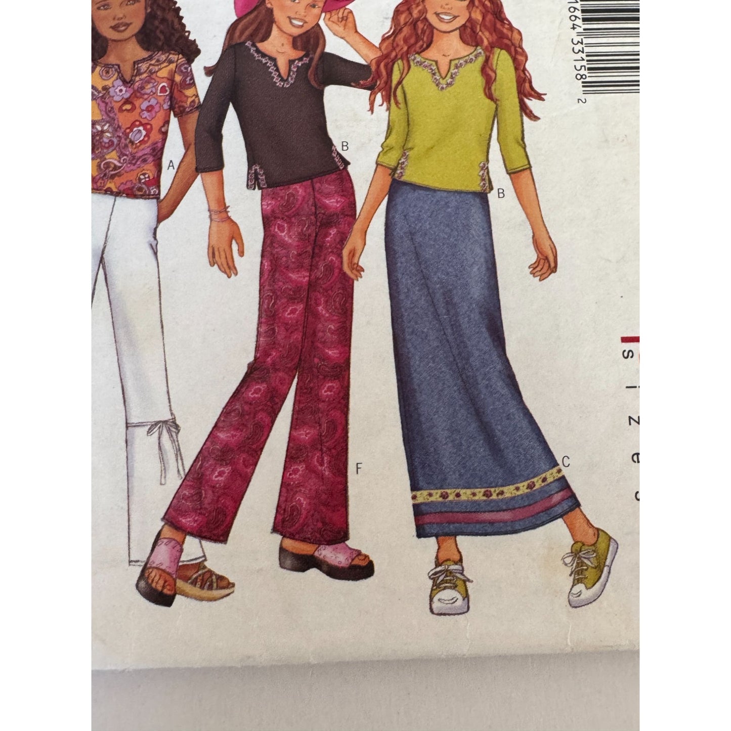 Uncut Butterick 3054 Girls Outfit Sewing Pattern Jacket Top Skirt Pants Size 7-14 Y2K