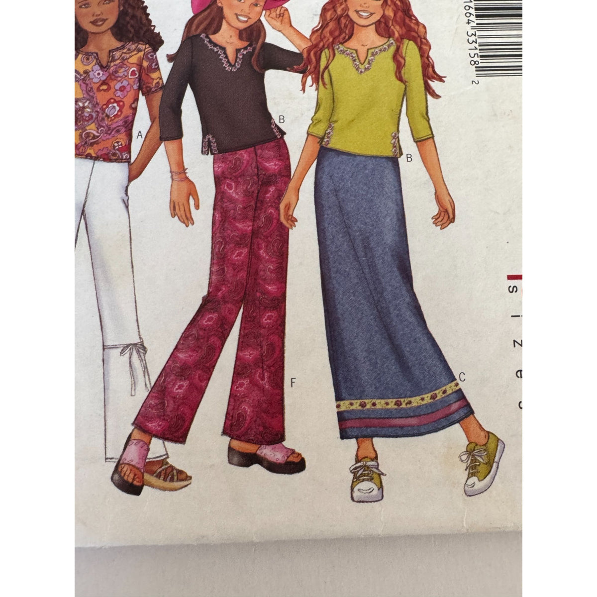 Uncut Butterick 3054 Girls Outfit Sewing Pattern Jacket Top Skirt Pants Size 7-14 Y2K