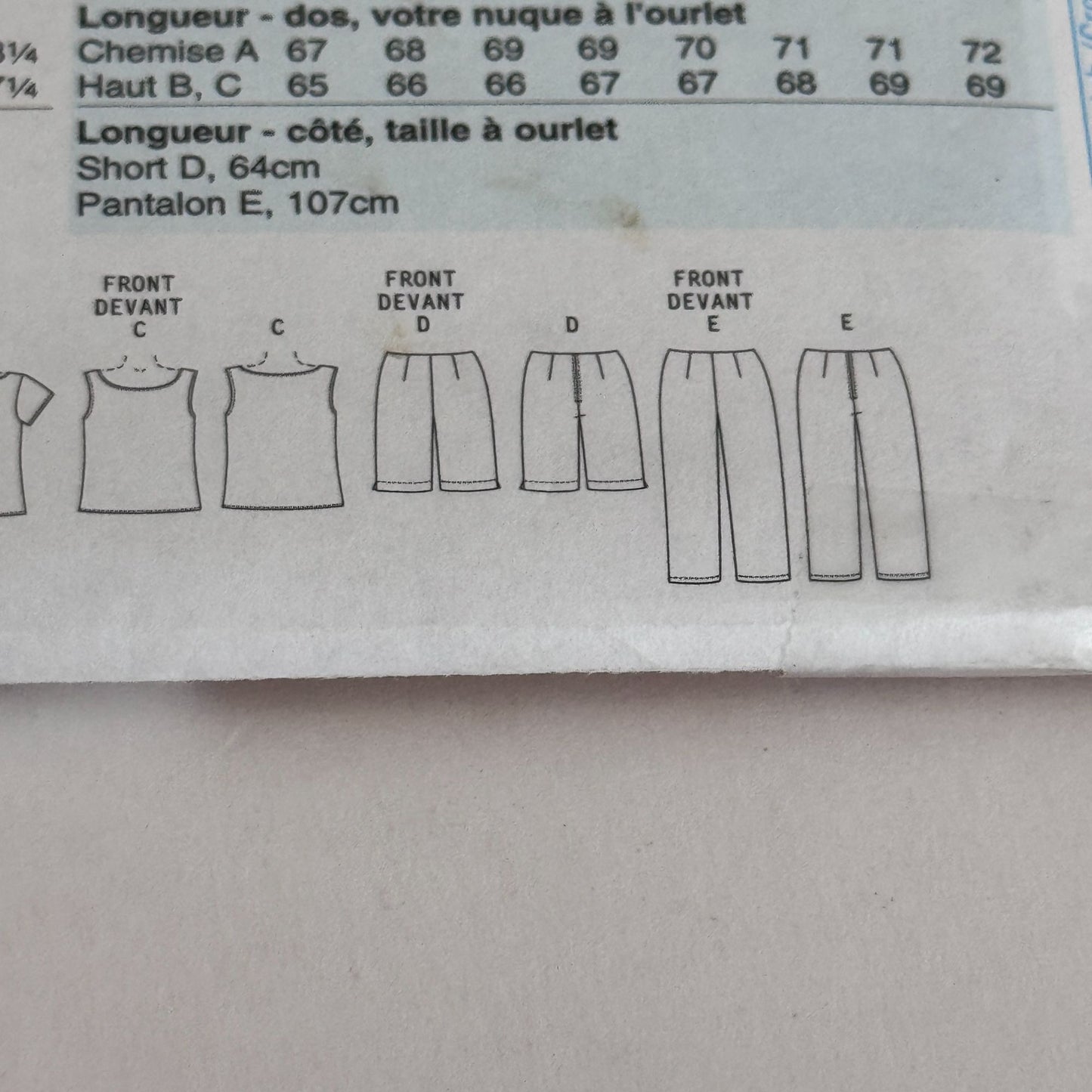 Butterick Sewing Pattern B4819 Shirt Tops Shorts Pants Easy Wardrobe 26W-32W Uncut Casual Cruise