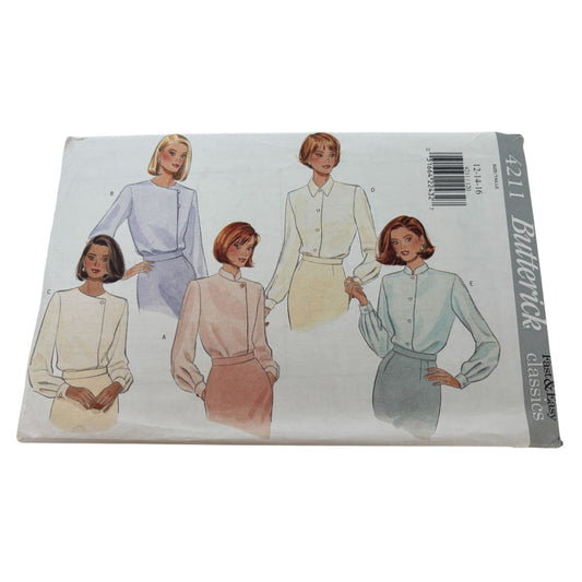 Butterick Sewing Pattern 4211 Work Blouse Shirt Classic Button Front 12 14 16 UC