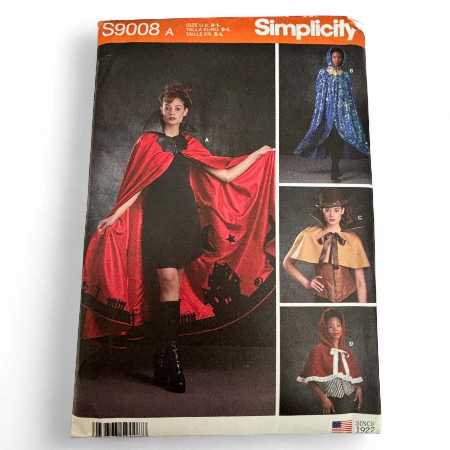 Simplicity Sewing Pattern S9008 Hooded Cape Fantasy Cloak Halloween Cosplay 10-20 Uncut