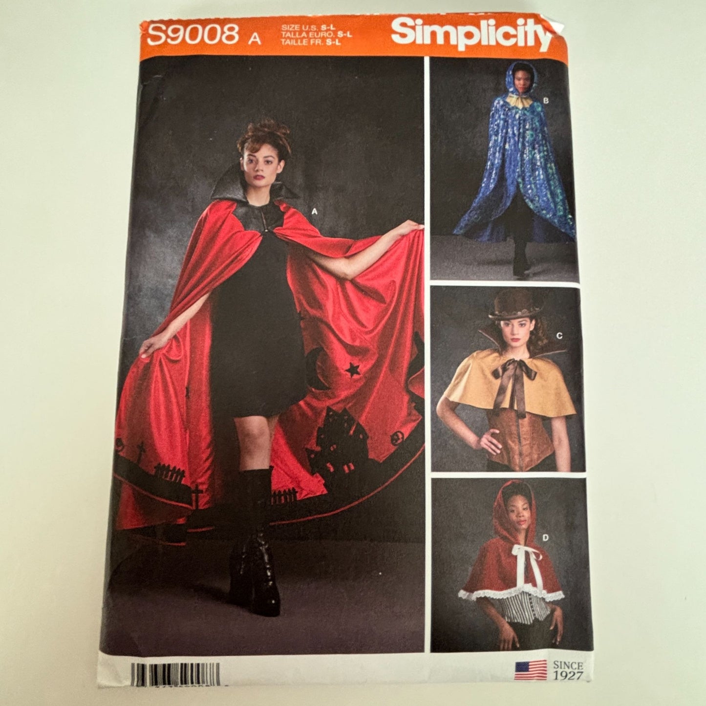 Simplicity Sewing Pattern S9008 Hooded Cape Fantasy Cloak Halloween Cosplay 10-20 Uncut