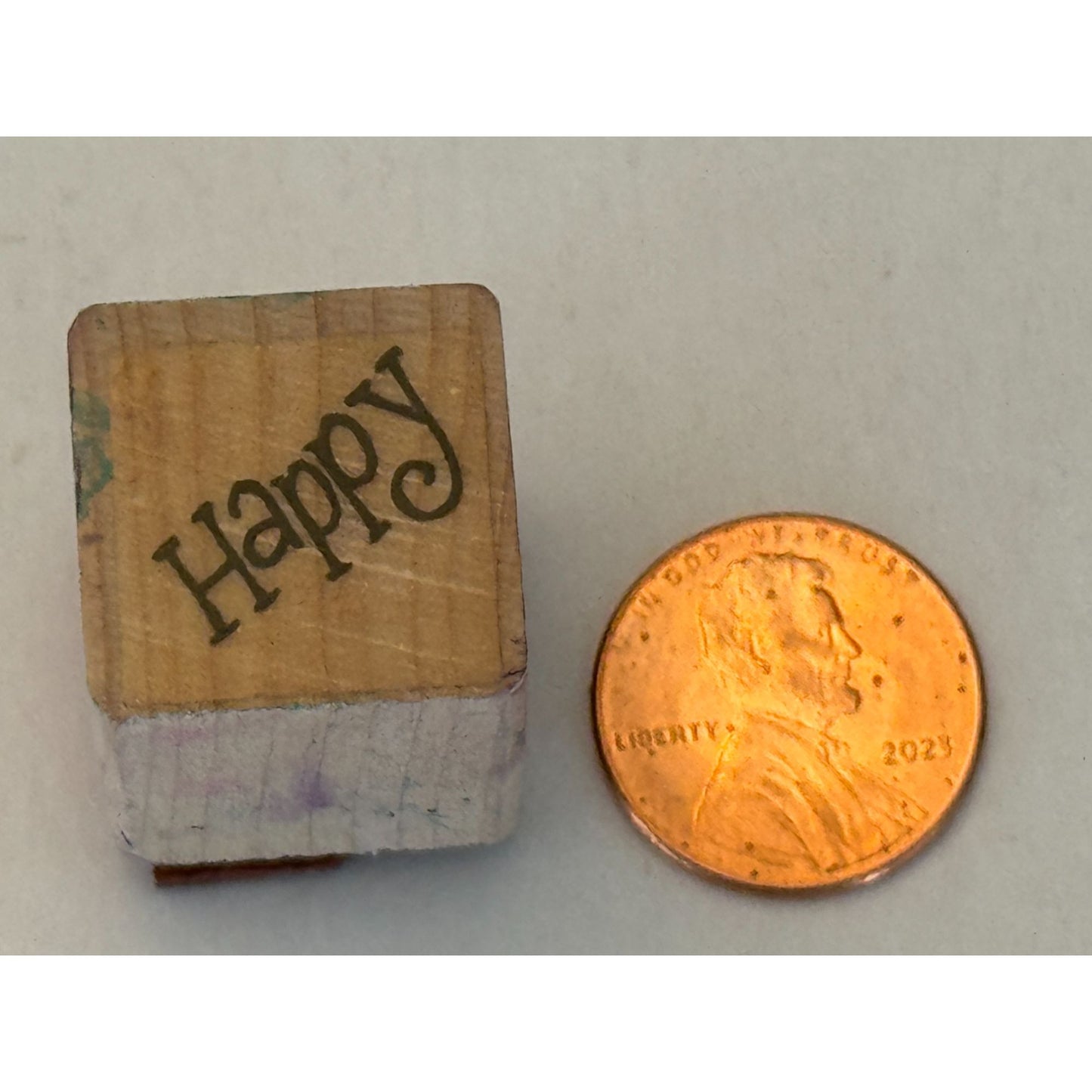 Happy Rubber Stamp Words Text Card Making Crafting Scrapbooking Wood Mounted Art