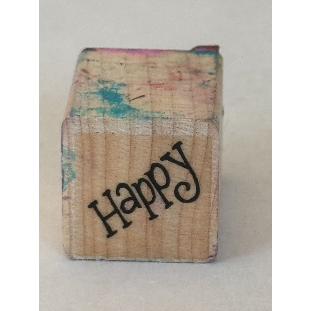 Happy Rubber Stamp Words Text Card Making Crafting Scrapbooking Wood Mounted Art