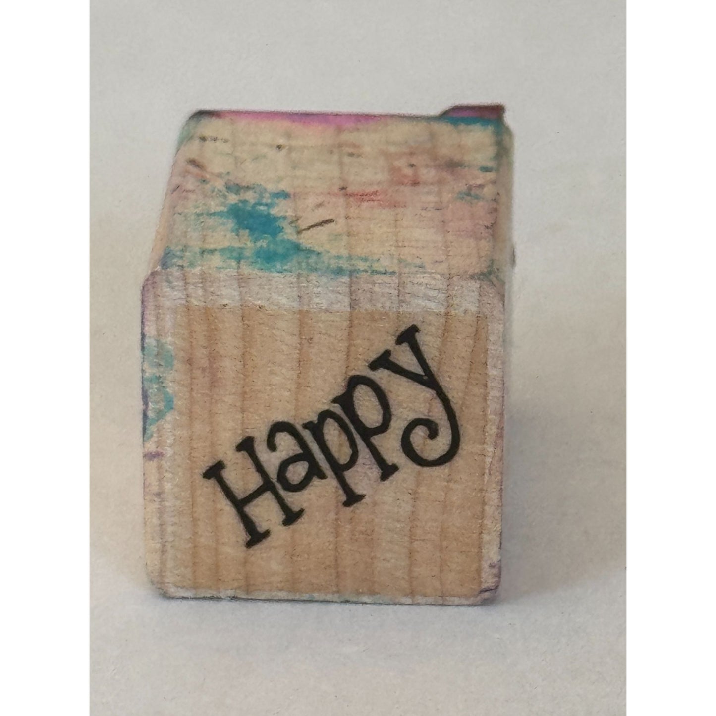 Happy Rubber Stamp Words Text Card Making Crafting Scrapbooking Wood Mounted Art