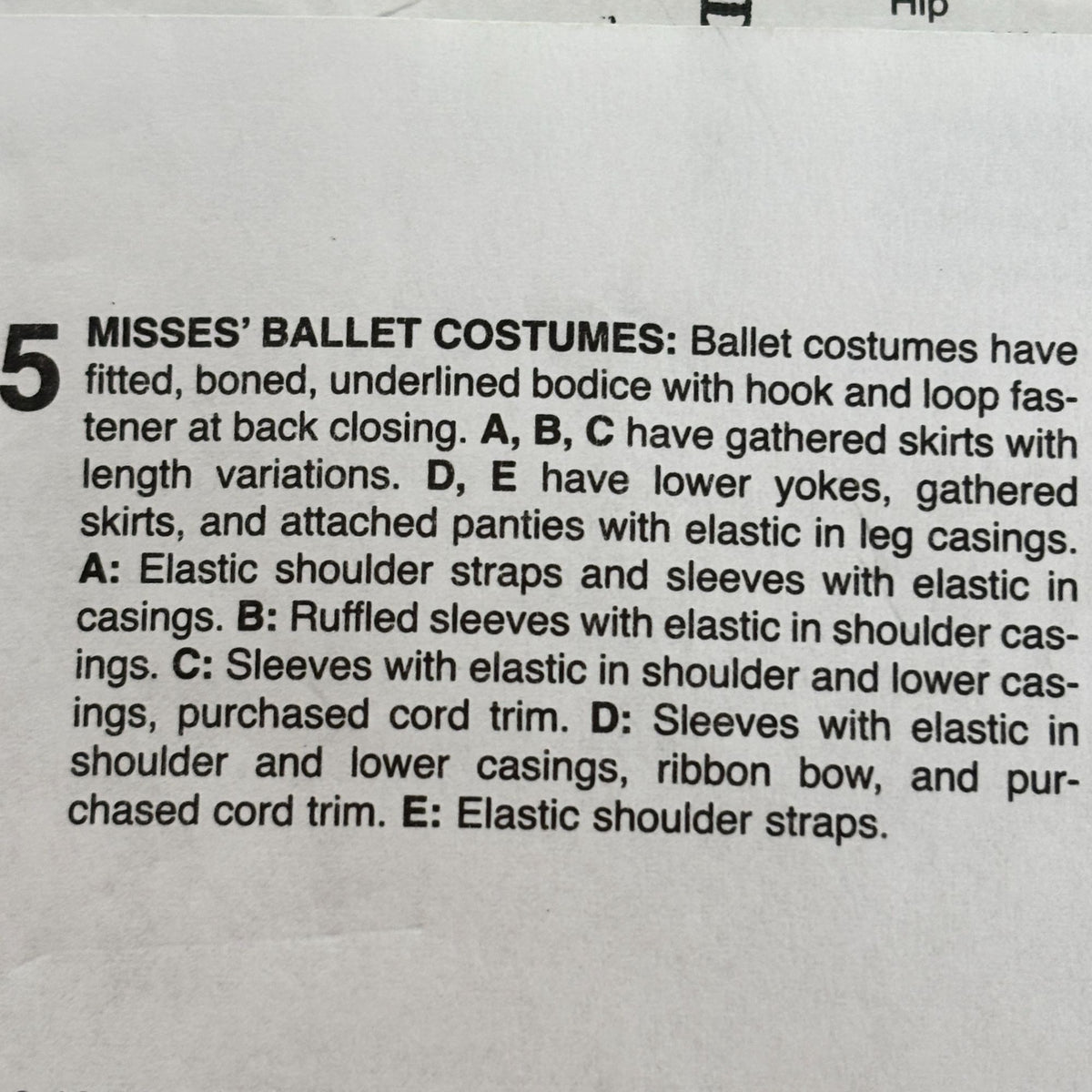 McCalls Costume Sewing Pattern M7615 Ballet Costume Tutu Dress Misses 14-22 Uncut