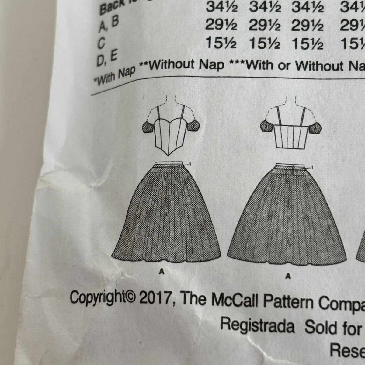 McCalls Costume Sewing Pattern M7615 Ballet Costume Tutu Dress Misses 14-22 Uncut