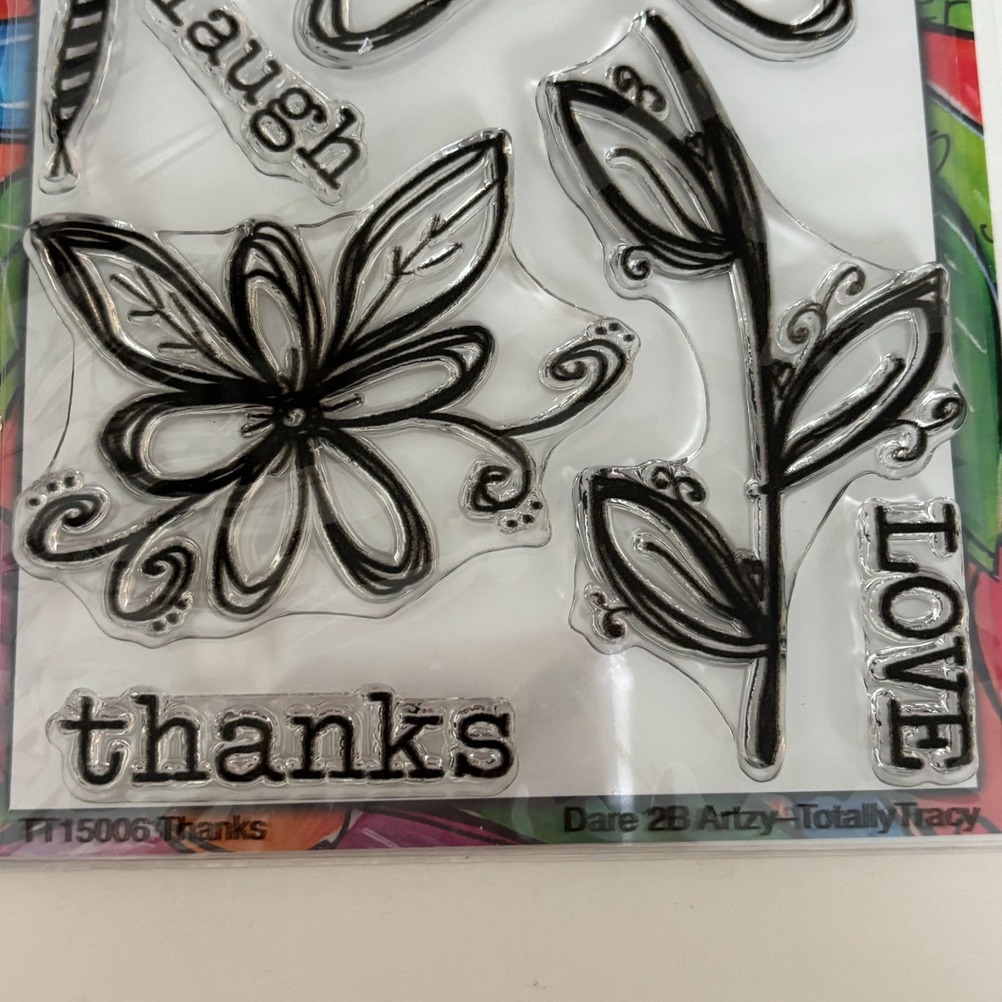 Dare 2B Artzy Clear Stamps Thanks Totally Tracy Floral Thank You Sentiments Word Cardmaking