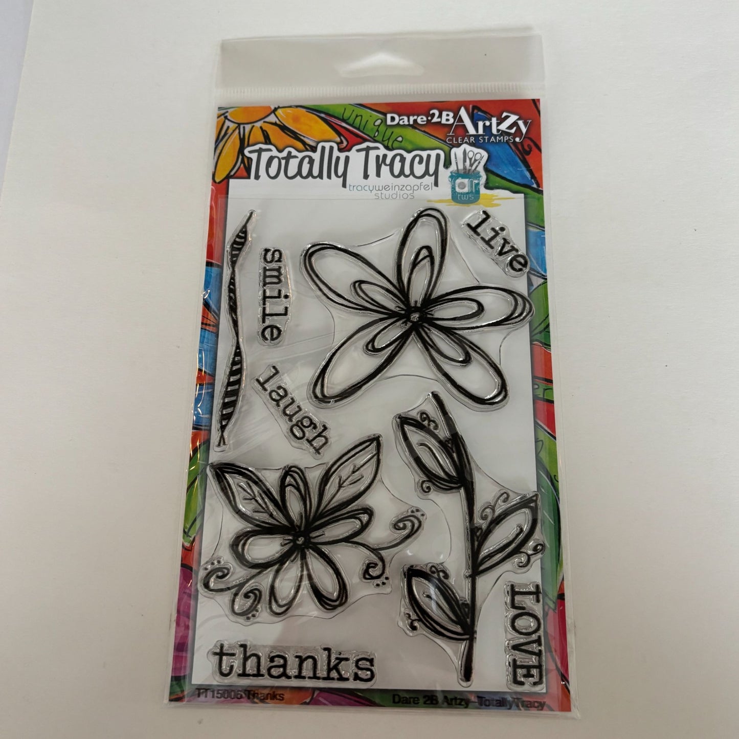 Dare 2B Artzy Clear Stamps Thanks Totally Tracy Floral Thank You Sentiments Word Cardmaking