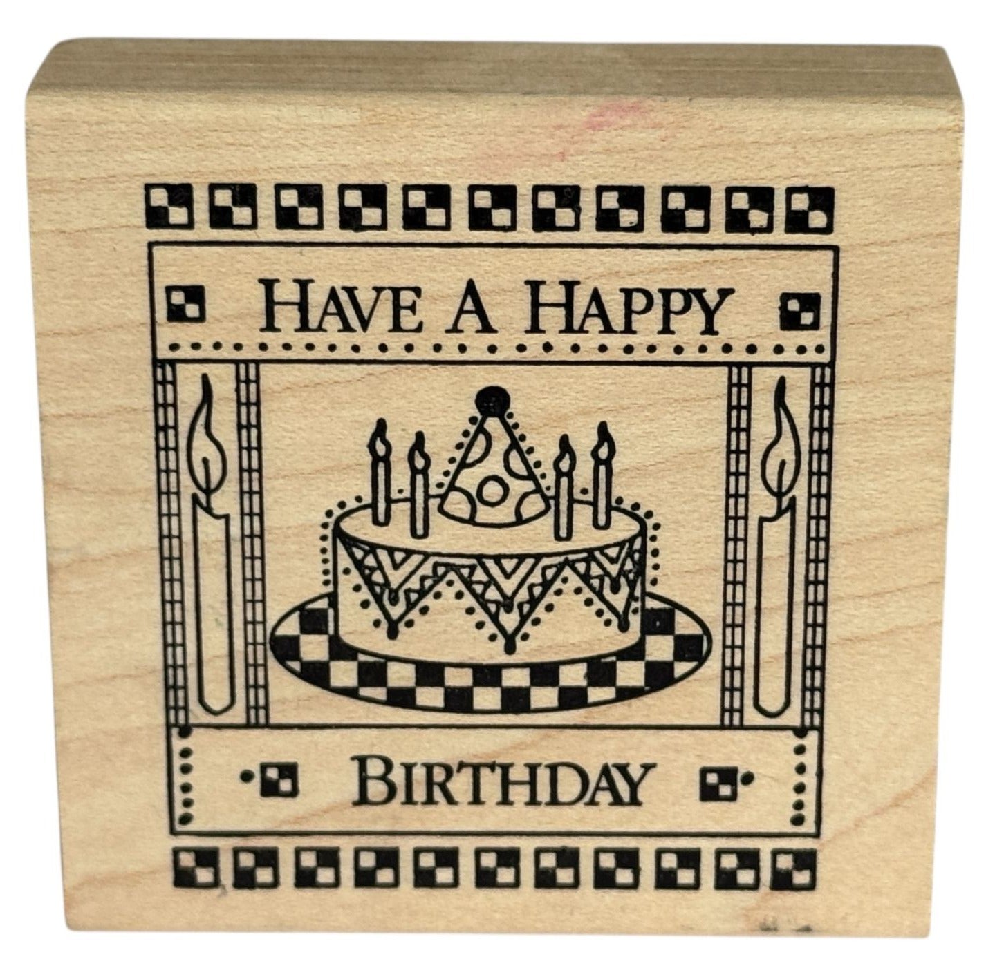 Paper Parachute Rubber Stamp Have a Happy Birthday Cake Candle Square Cardmaking