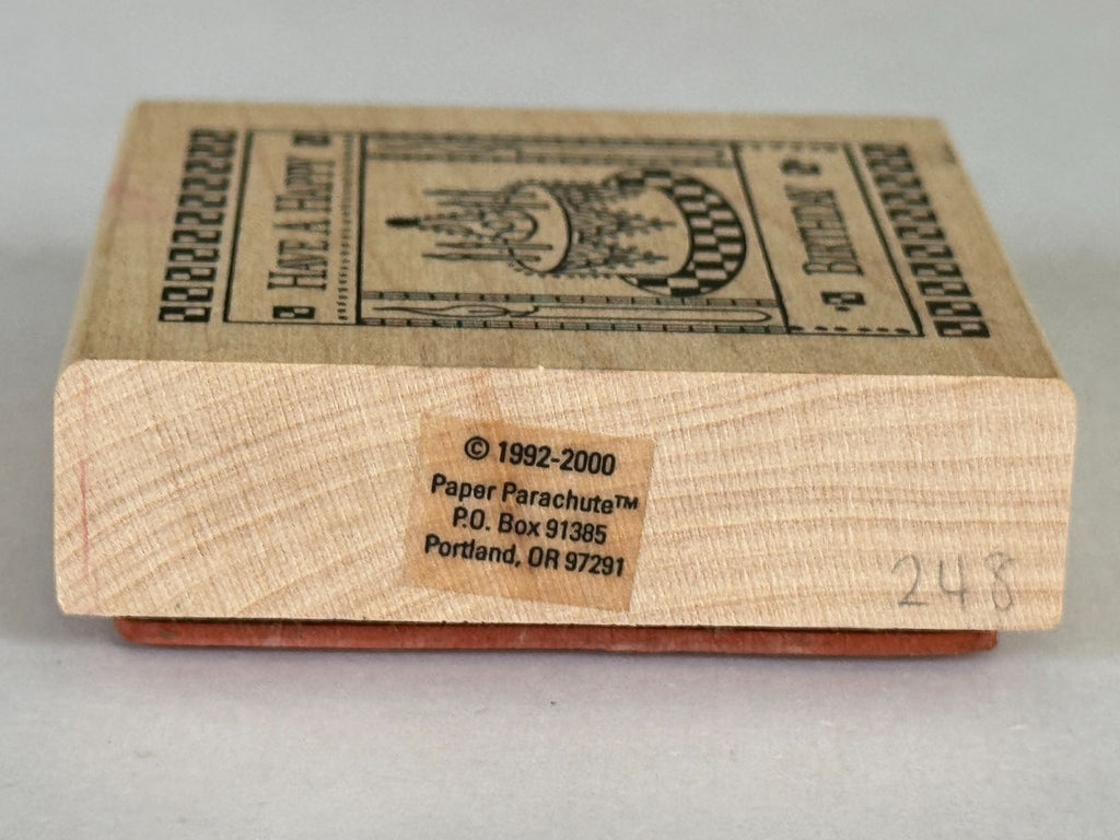 Paper Parachute Rubber Stamp Have a Happy Birthday Cake Candle Square Cardmaking