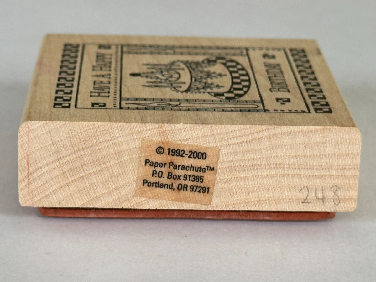 Paper Parachute Rubber Stamp Have a Happy Birthday Cake Candle Square Cardmaking