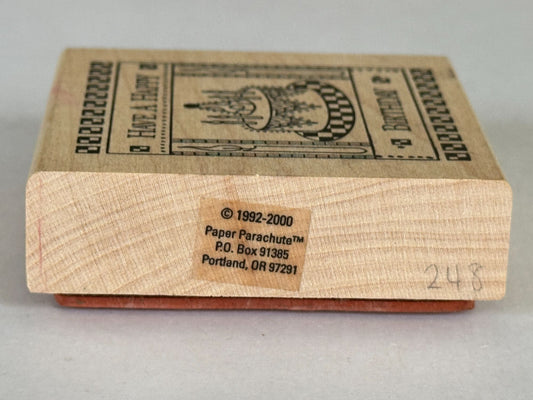 Paper Parachute Rubber Stamp Have a Happy Birthday Cake Candle Square Cardmaking